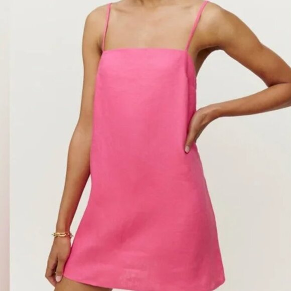 Reformation Pink Dress - Aubree Linen Dress - Picture 3 of 3